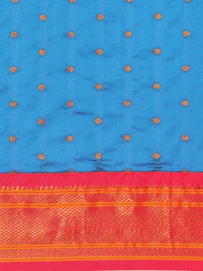 Rashmika Firozi & Pink Soft Silk Double Pallu Paithani Saree