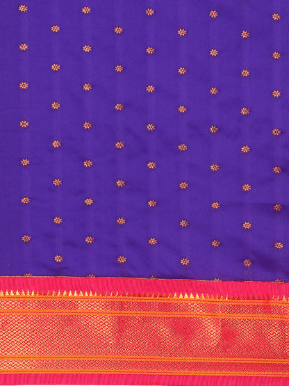 Rashmika Indigo Blue & Pink Soft Silk Double Pallu Paithani Saree