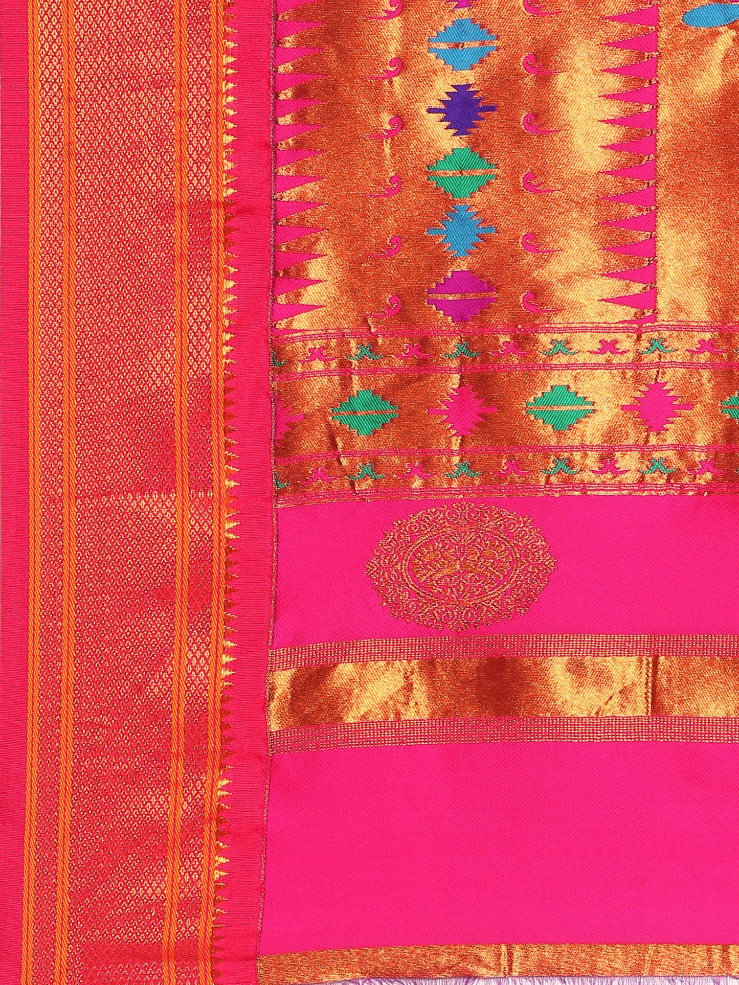Rashmika Indigo Blue & Pink Soft Silk Double Pallu Paithani Saree