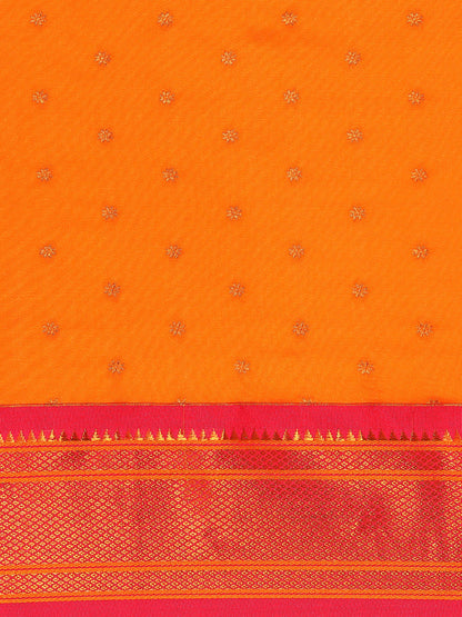 Rashmika Orange & Pink Soft Silk Double Pallu Paithani Saree