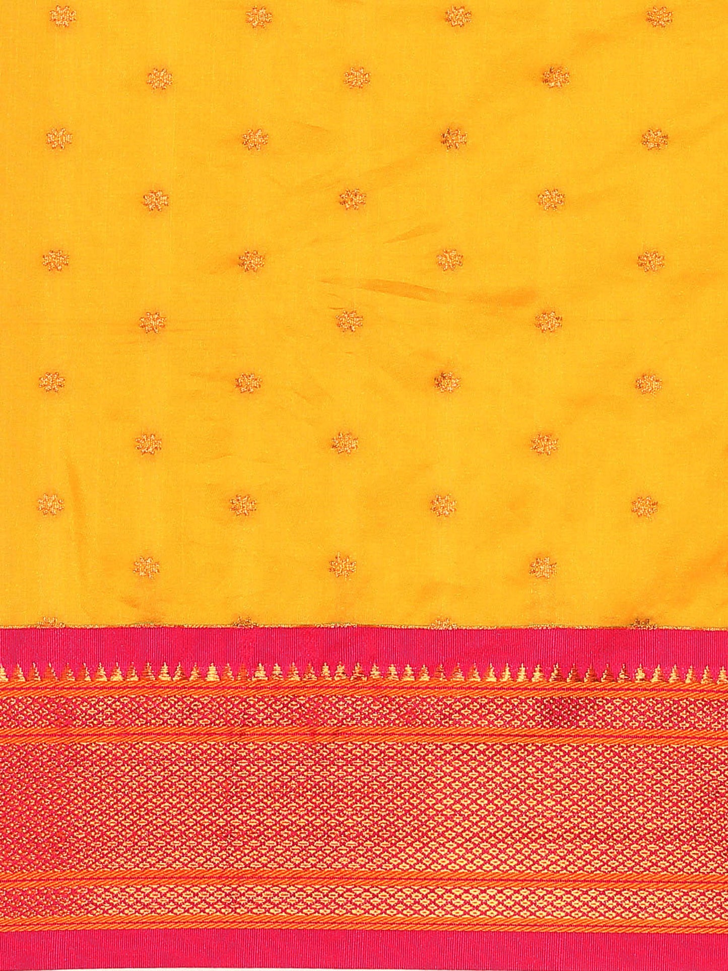 Rashmika Mustard & Pink Soft Silk Double Pallu Paithani Saree