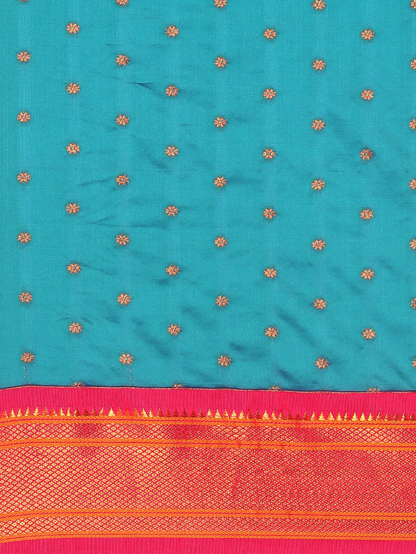 Rashmika Teal Blue & Pink Soft Silk Double Pallu Paithani Saree