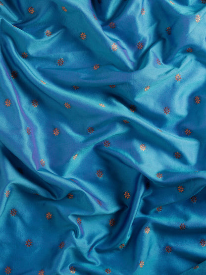 Rashmika Teal Blue & Pink Soft Silk Double Pallu Paithani Saree