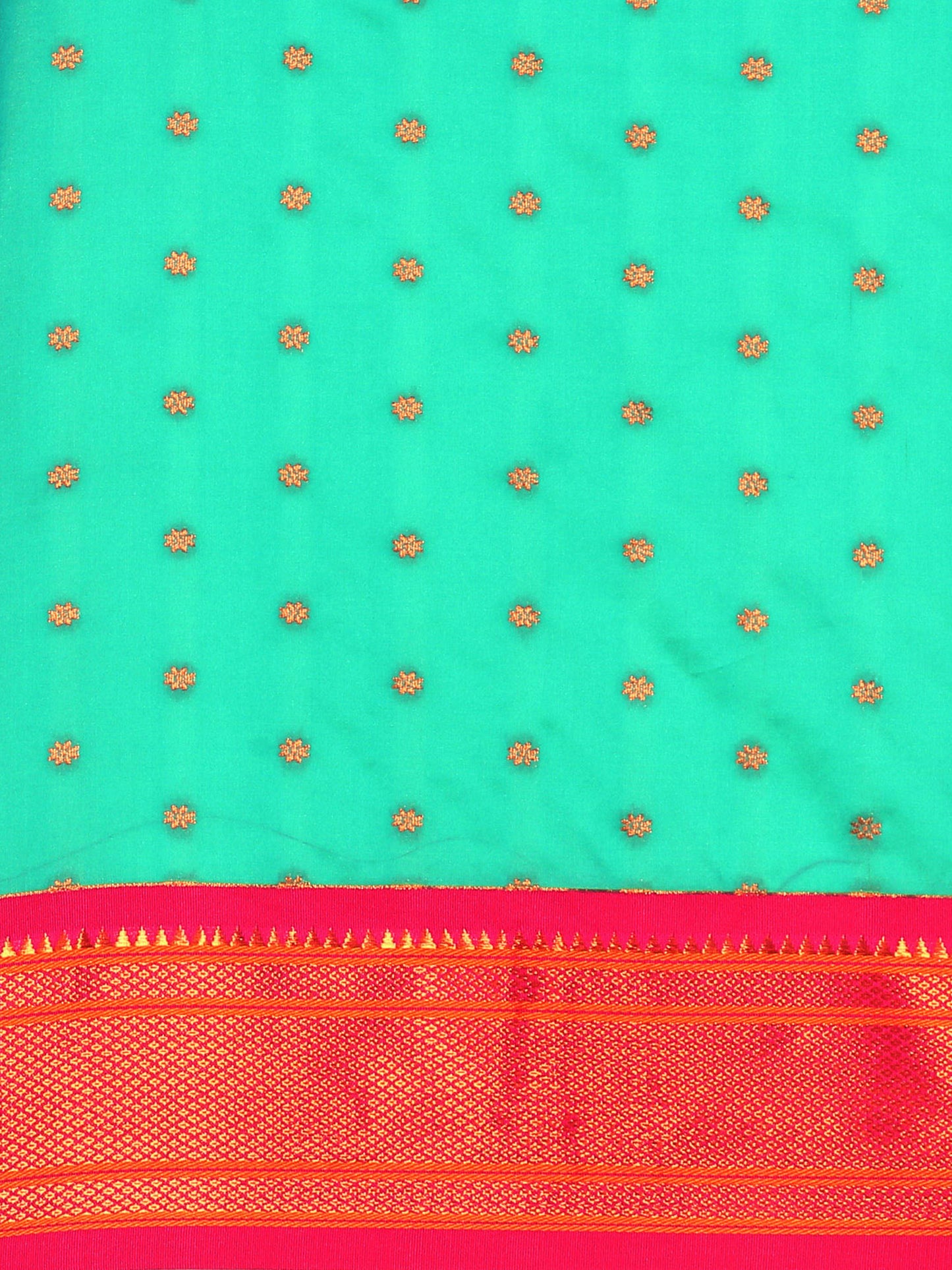 Rashmika Sea Green & Pink Soft Silk Double Pallu Paithani Saree