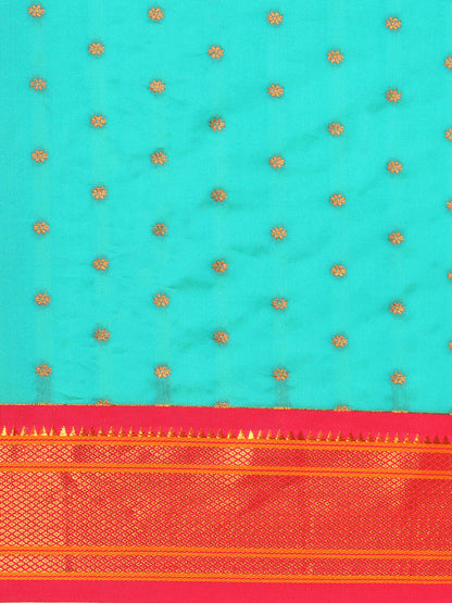 Rashmika Chintamani Blue & Pink Soft Silk Double Pallu Paithani Saree