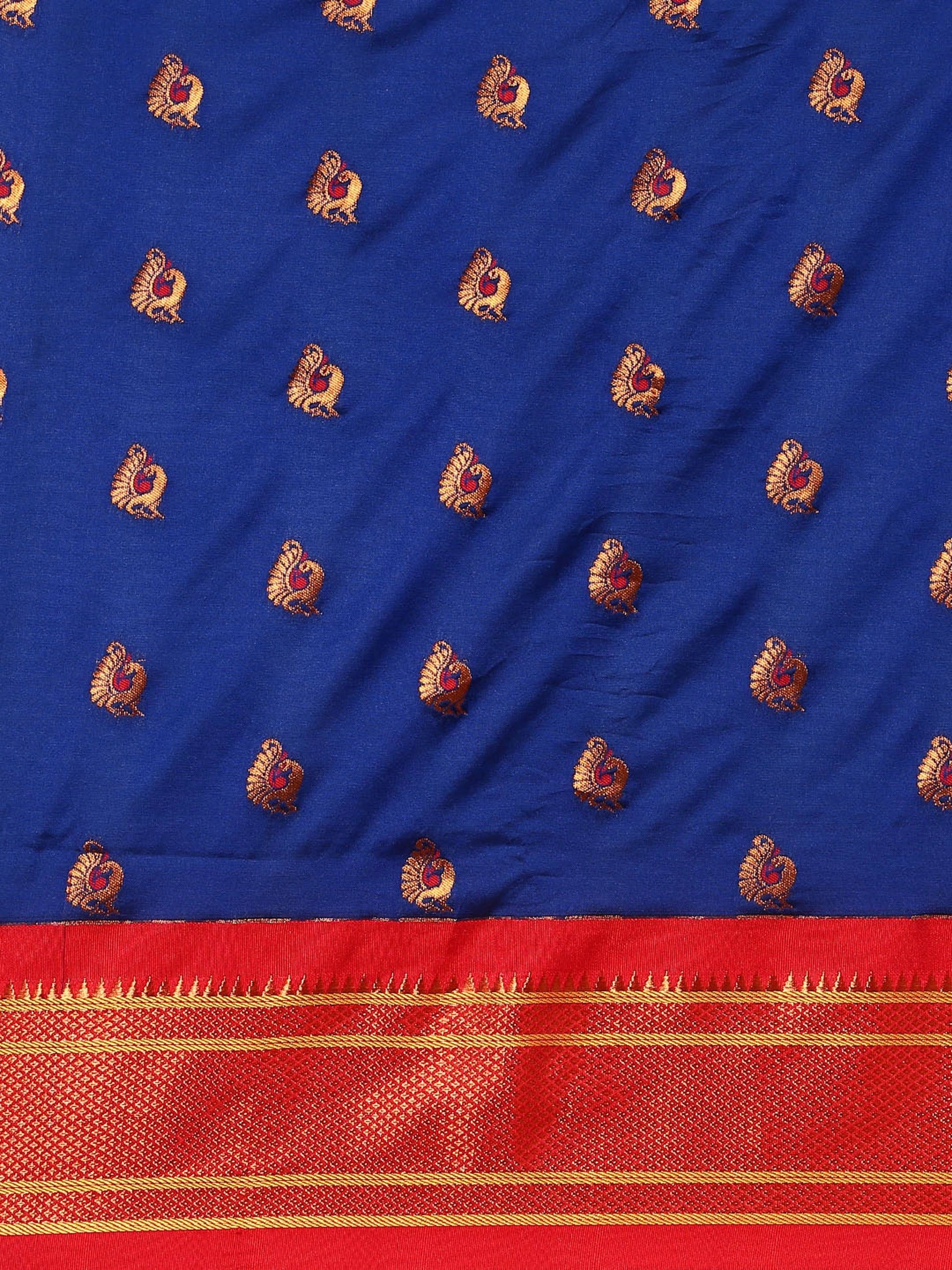            Usha Royal Blue & Red Soft Silk Maharani Paithani Saree     Varkala Silk Sarees