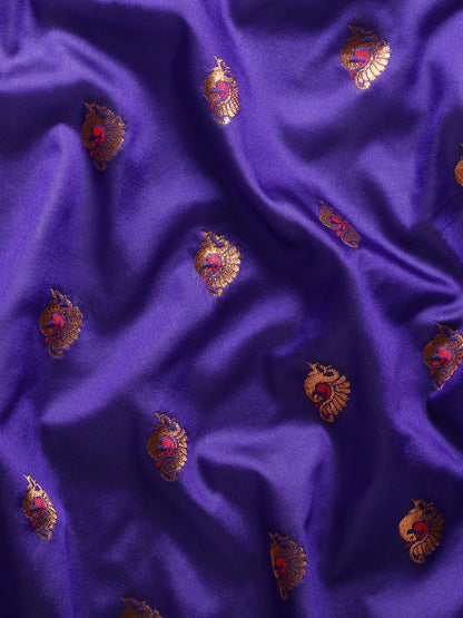 Usha Indigo Blue & Red Soft Silk Maharani Paithani Saree