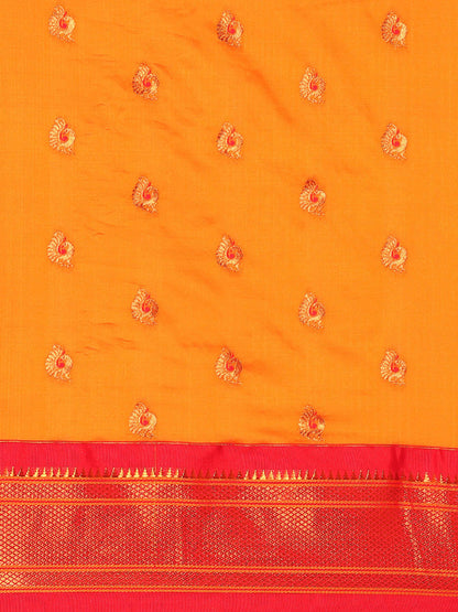 Usha Orange & Red Soft Silk Maharani Paithani Saree