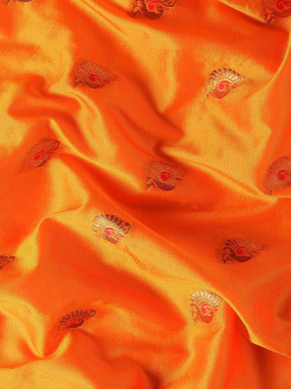 Usha Orange & Red Soft Silk Maharani Paithani Saree