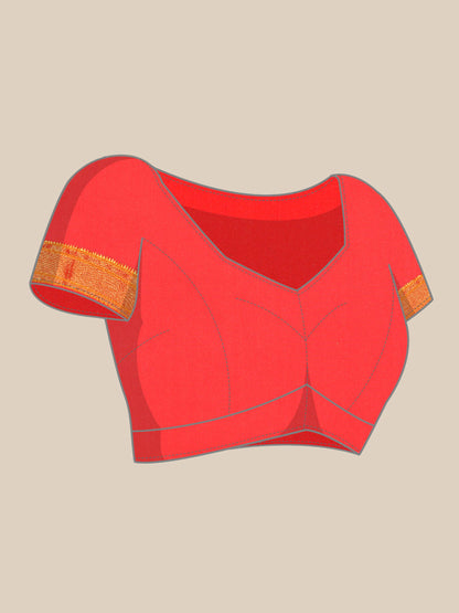 Usha Orange & Red Soft Silk Maharani Paithani Saree