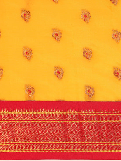 Usha Haldi & Red Soft Silk Maharani Paithani Saree