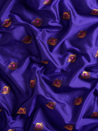 Usha Indigo Blue & Pink Soft Silk Maharani Paithani Saree