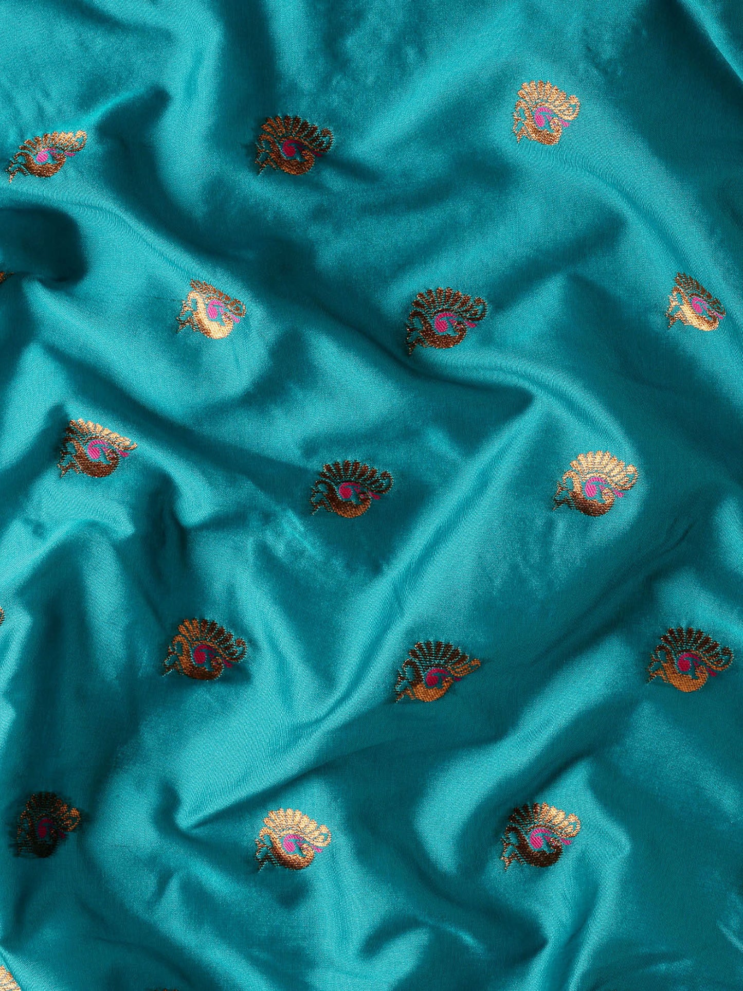 Usha Teal Blue & Pink Soft Silk Maharani Paithani Saree