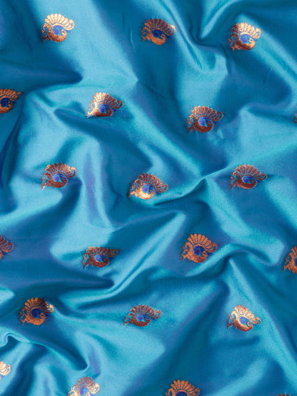 Usha Teal Blue & Violet Soft Silk Maharani Paithani Saree