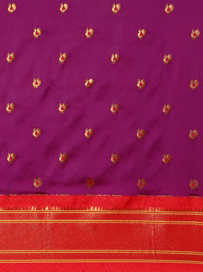 Umaa Purple & Red Soft Silk Maharani Paithani Saree