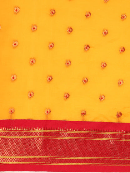 Umaa Haldi & Red Soft Silk Maharani Paithani Saree