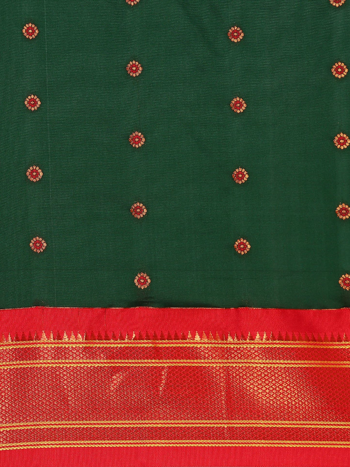 Diksha Bottle Green & Red Soft Silk Maharani Paithani Saree