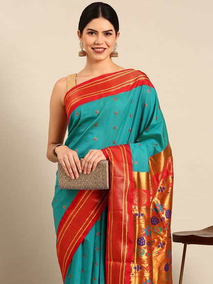 Diksha Chintamani & Red Soft Silk Maharani Paithani Saree