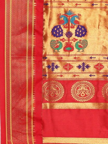 Diksha Chintamani & Red Soft Silk Maharani Paithani Saree