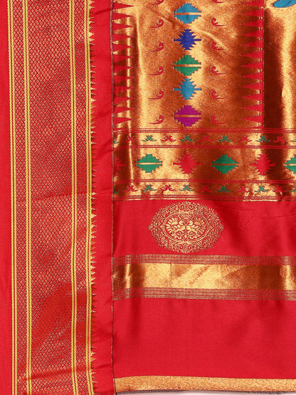 Raksha Purple & Red Soft Silk Double Pallu Paithani Saree