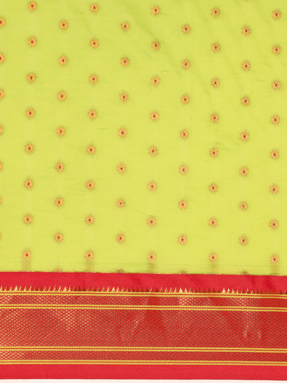 Raksha Parrot Green & Red Soft Silk Double Pallu Paithani Saree