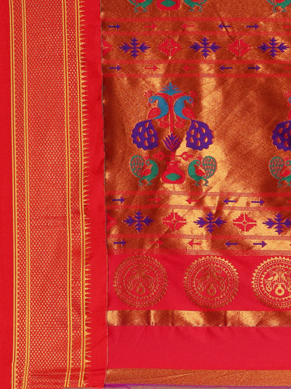            Amruta Firozi & Red: Soft Silk Muniya Paithani Saree     Varkala Silk Sarees