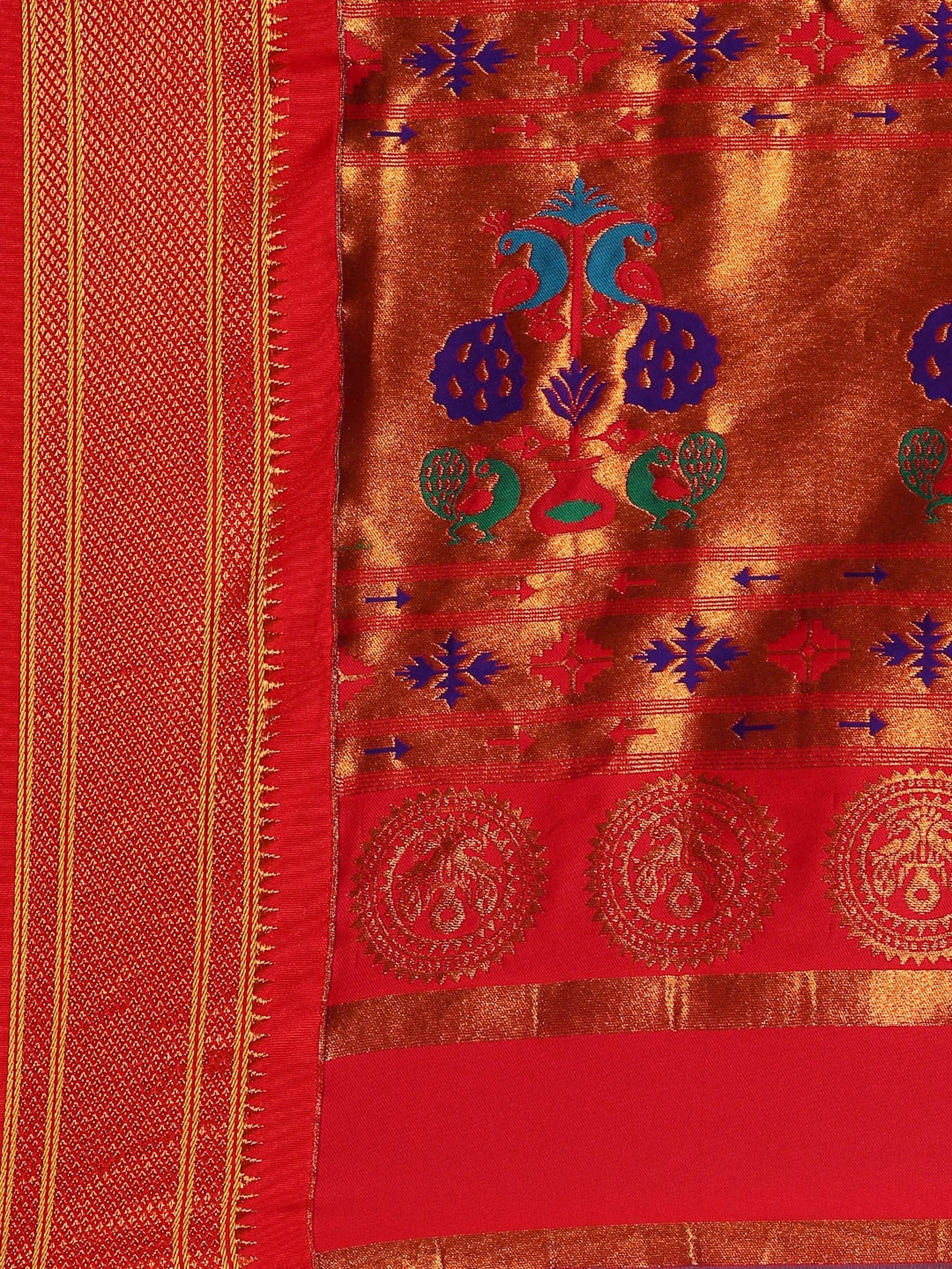           Amruta Violet & Red: Soft Silk Muniya Paithani Saree     Varkala Silk Sarees