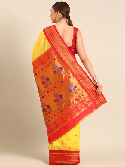 Amruta Gold & Red Soft Silk Muniya Paithani Saree