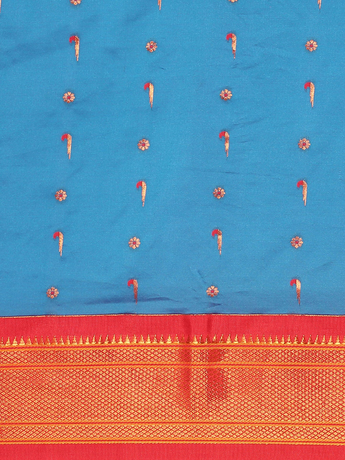 Suruchi Firozi & Red Soft Silk Muniya Paithani Saree