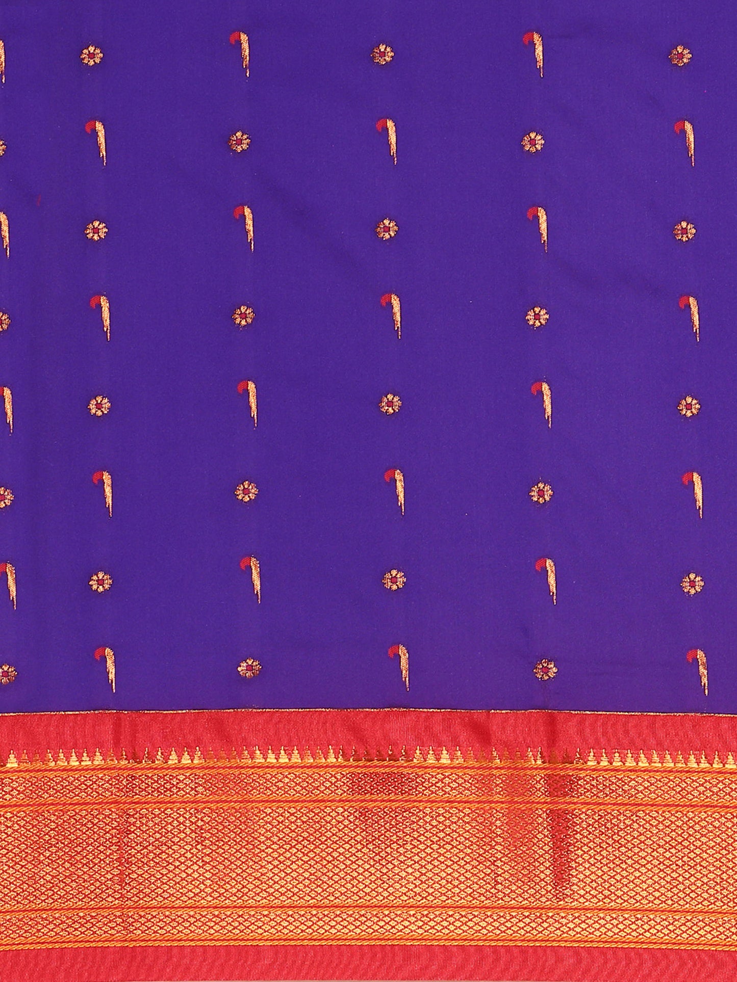 Suruchi Indigo Blue & Red Soft Silk Muniya Paithani Saree