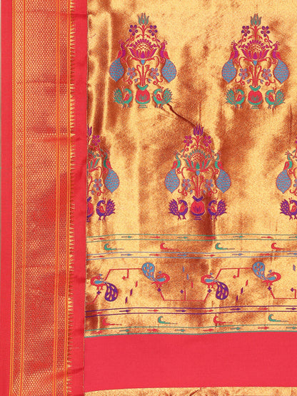 Suruchi Indigo Blue & Red Soft Silk Muniya Paithani Saree