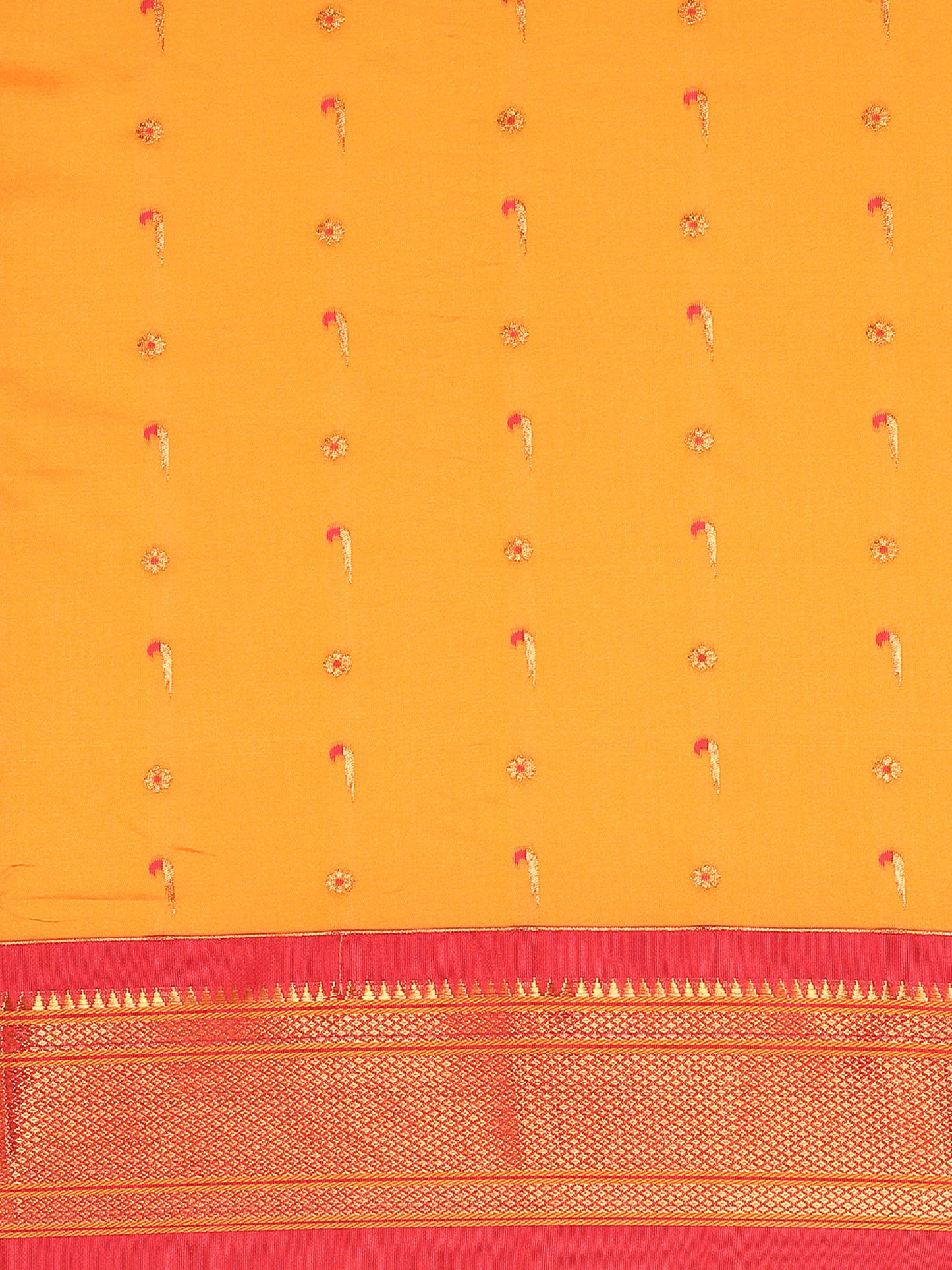 Suruchi Mango Orange & Red Soft Silk Muniya Paithani Saree