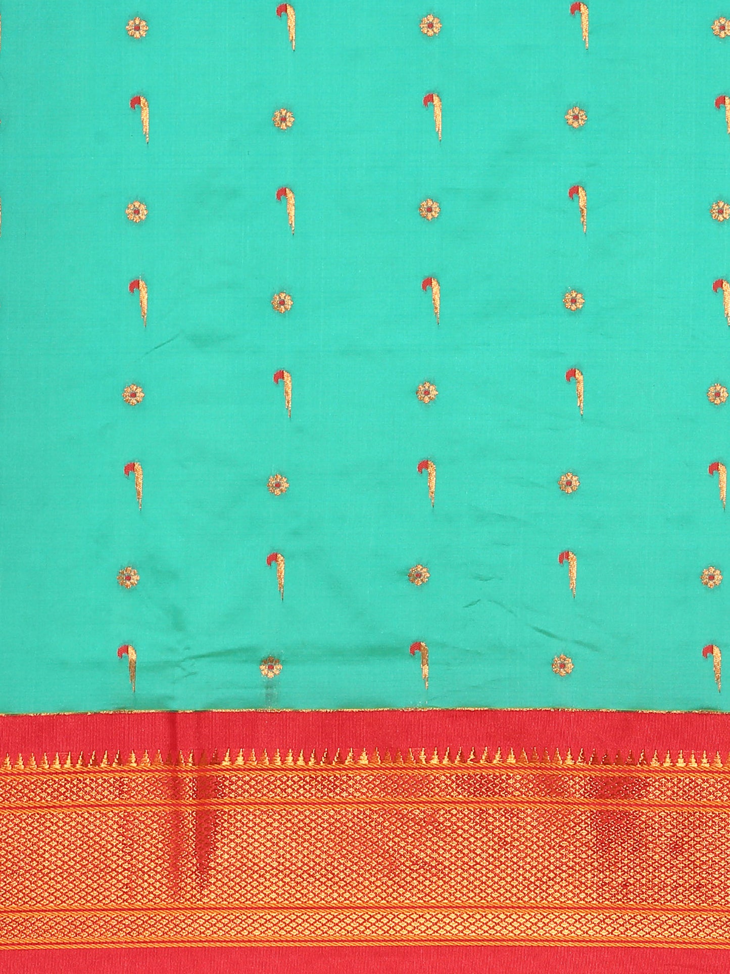 Suruchi Sea Green & Red Soft Silk Muniya Paithani Saree