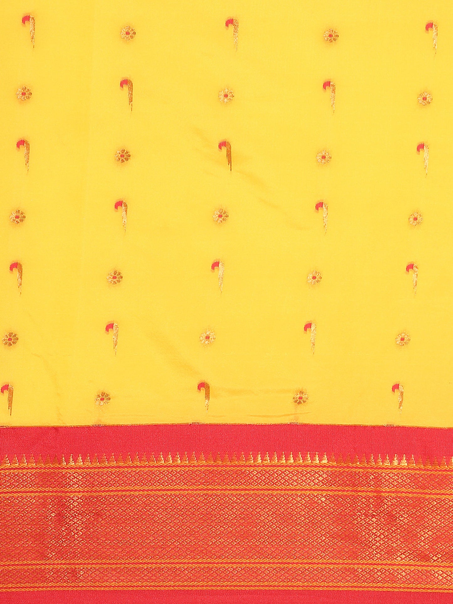 Suruchi Haldi & Red Soft Silk Muniya Paithani Saree