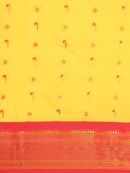 Suruchi Haldi & Red Soft Silk Muniya Paithani Saree