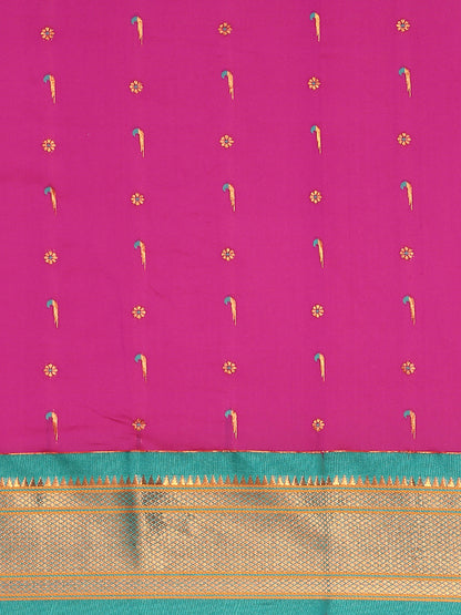 Suruchi Magenta & Rama Soft Silk Muniya Paithani Saree