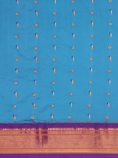 Suruchi Firozi & Violet Soft Silk Muniya Paithani Saree