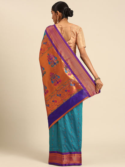 Suruchi Rama & Violet Soft Silk Muniya Paithani Saree