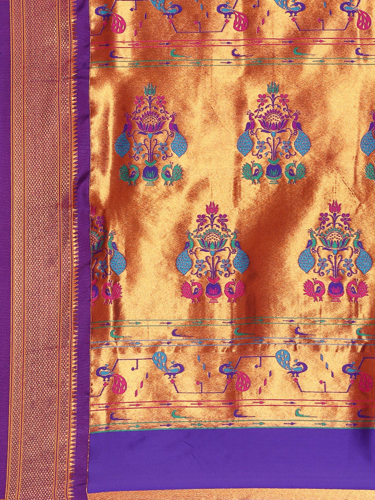 Suruchi Rama & Violet Soft Silk Muniya Paithani Saree