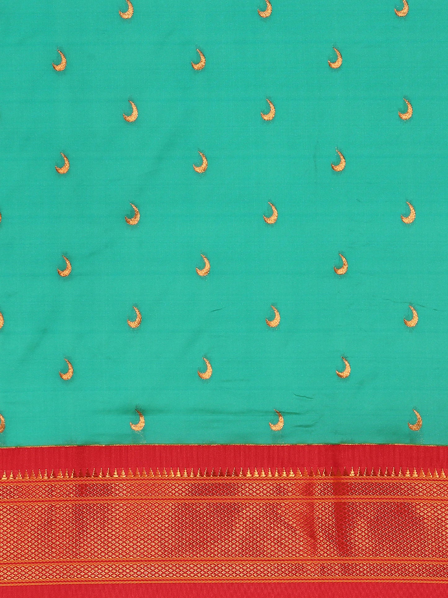 Chandrkala Sea Green & Red Soft Silk Chandrakor Paithani Saree