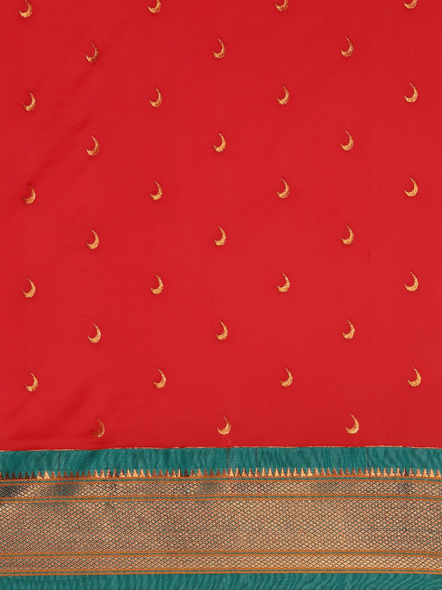 Chandrkala Red & Rama Soft Silk Chandrakor Paithani Saree