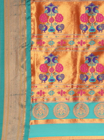 Chandrkala Magenta & Rama Soft Silk Chandrakor Paithani Saree