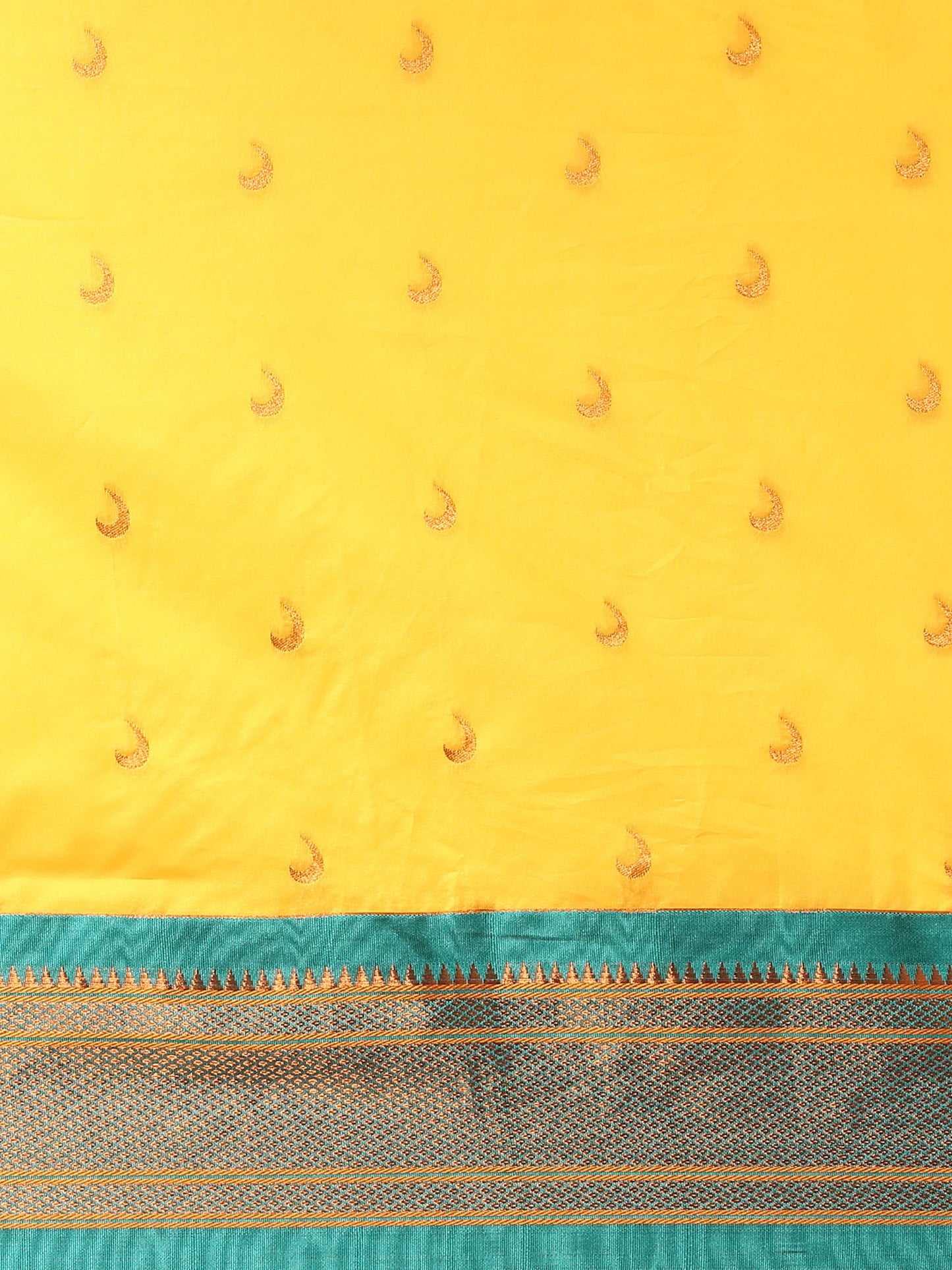 Chandrkala Haldi & Rama Soft Silk Chandrakor Paithani Saree