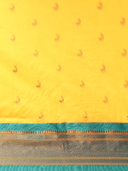 Chandrkala Haldi & Rama Soft Silk Chandrakor Paithani Saree