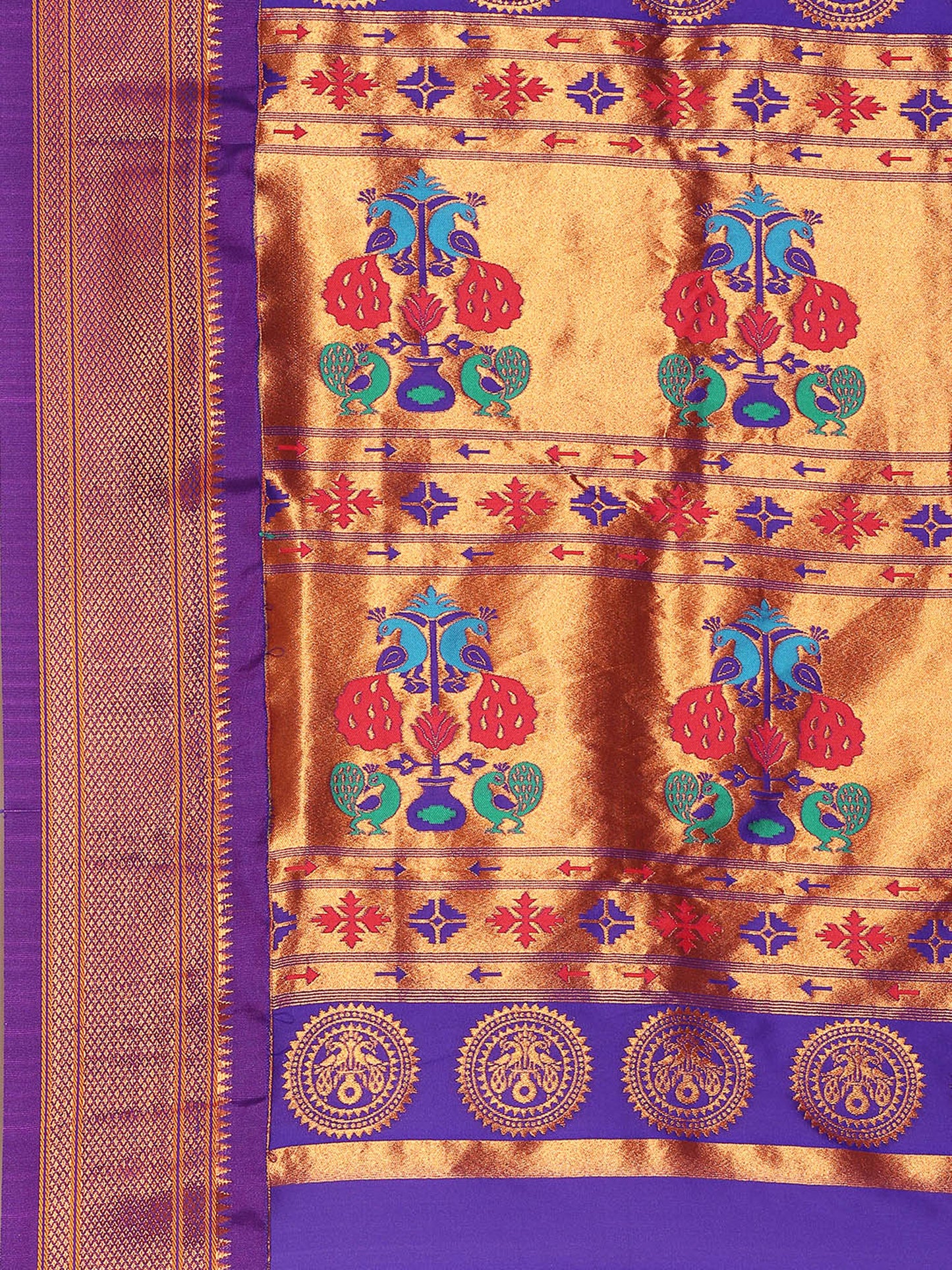 Chandrkala Rama & Violet Soft Silk Chandrakor Paithani Saree