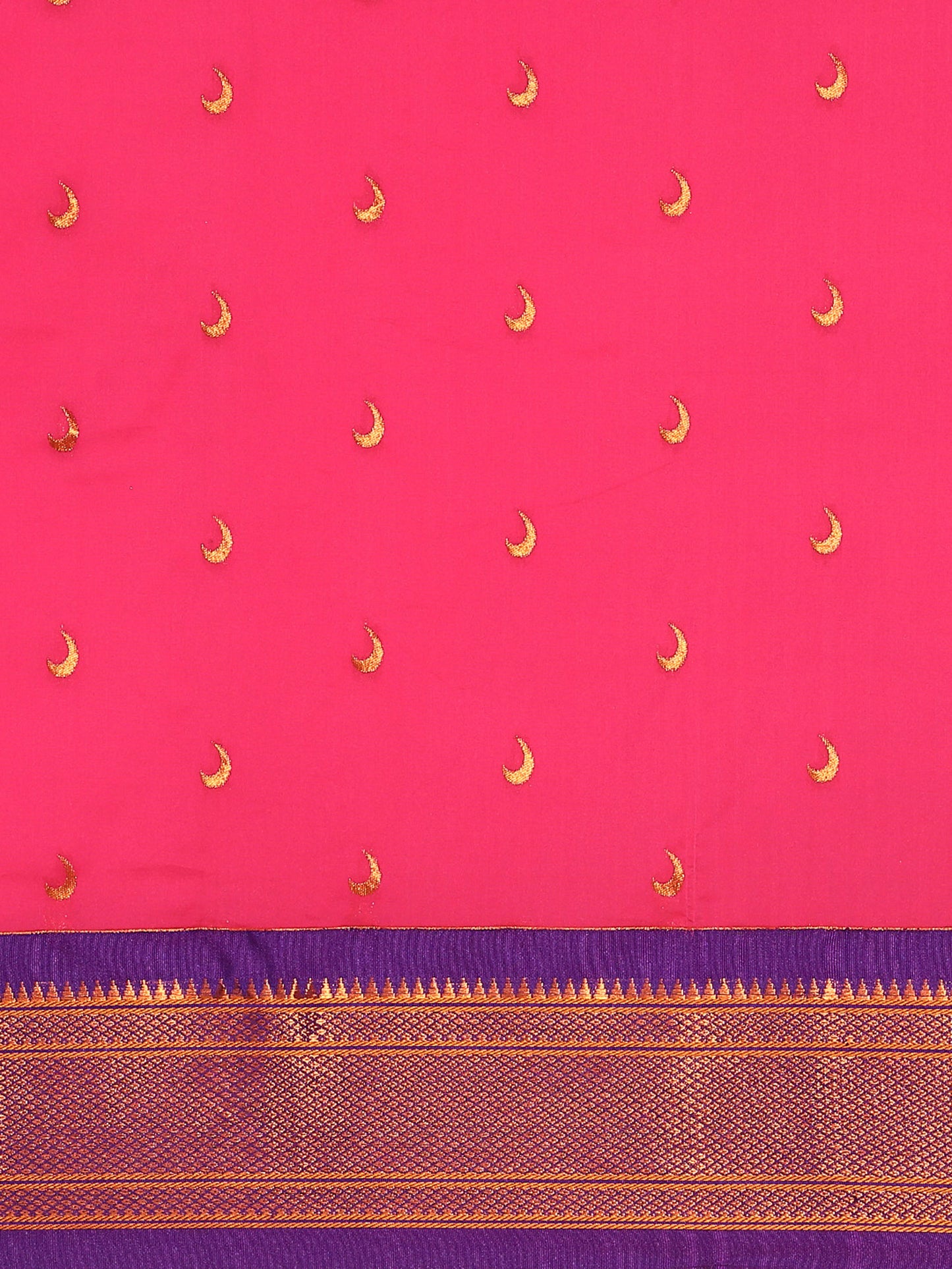 Chandrkala Hot Pink & Violet Soft Silk Chandrakor Paithani Saree