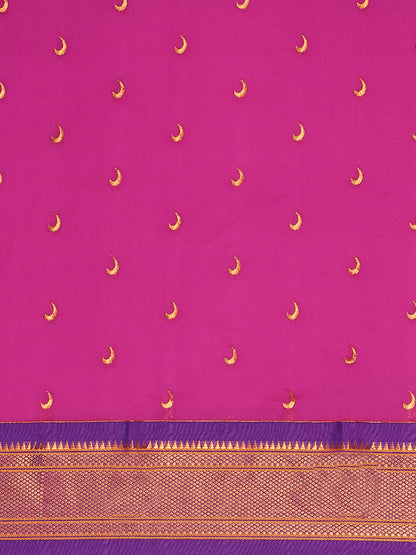 Chandrkala Magenta & Violet Soft Silk Chandrakor Paithani Saree