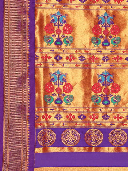 Chandrkala Magenta & Violet Soft Silk Chandrakor Paithani Saree