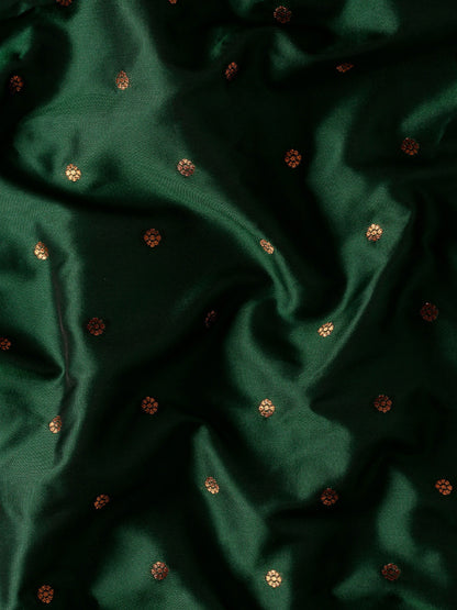 Kanika Bottle Green & Red Soft Silk Fancy Pallu Kadiyal Paithani Saree