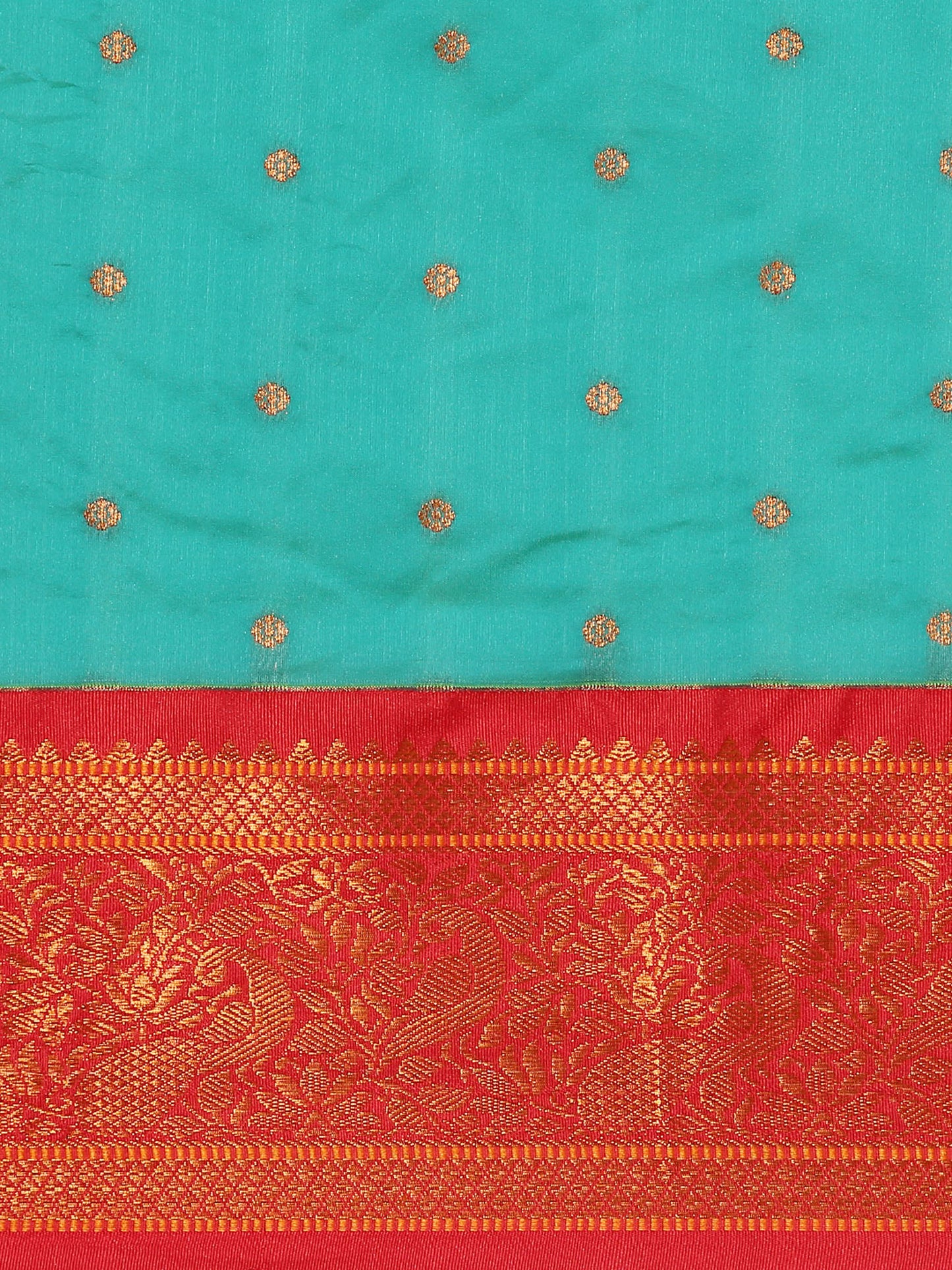 Kanika Chintamani Blue & Red Soft Silk Fancy Pallu Kadiyal Paithani Saree